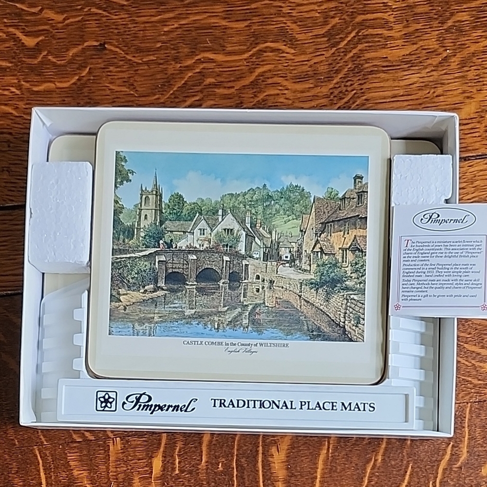 Pimpernel Traditional Place Mats Set- Scenic Design English Villages 8 Pieces